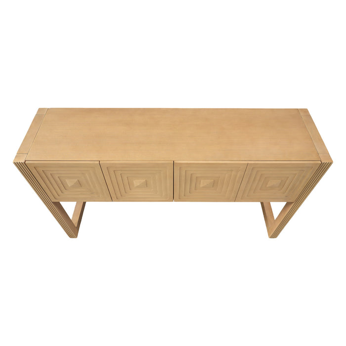 Geometric Carved Console Table With 3 Soft Close Drawers
