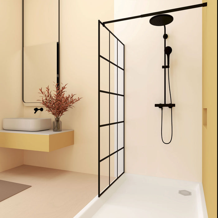 Framed Glass Shower Screen - Matte Black
