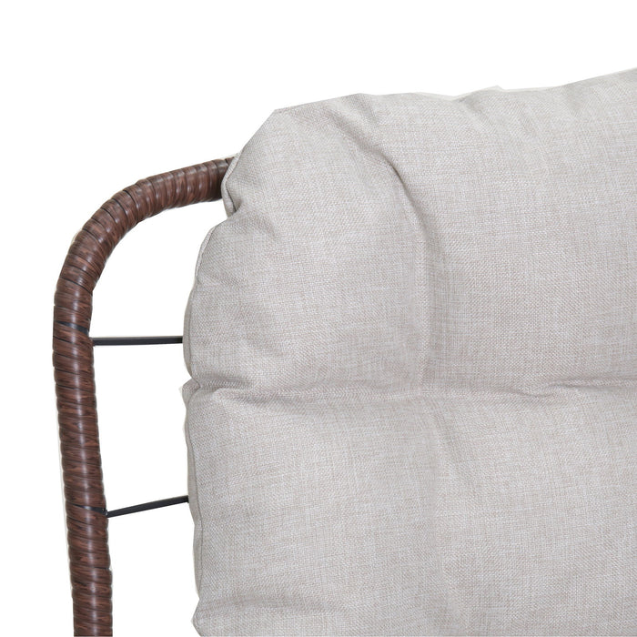 Patio Loveseat Sofa With Extra Thick Tufted Cushion - Brown