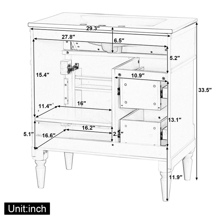 Modern Bathroom Vanity With Sink, Freestanding Cabinet With Flip Drawer & Adjustable Shelf