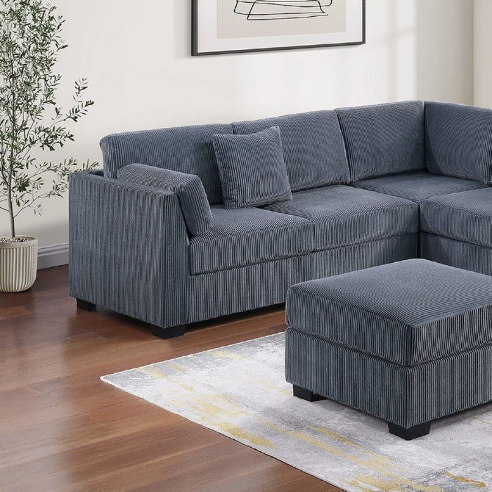 Contemporary L - Sectional Sofa Set With Ottoman And Pillows