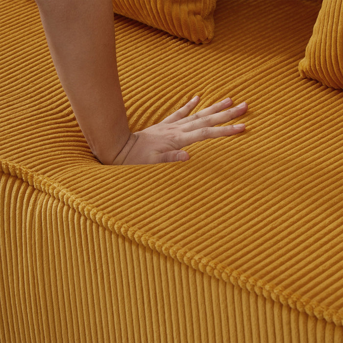 U-Shaped Sectional Sofa With RGB LED Light Strip And 6 Pillows