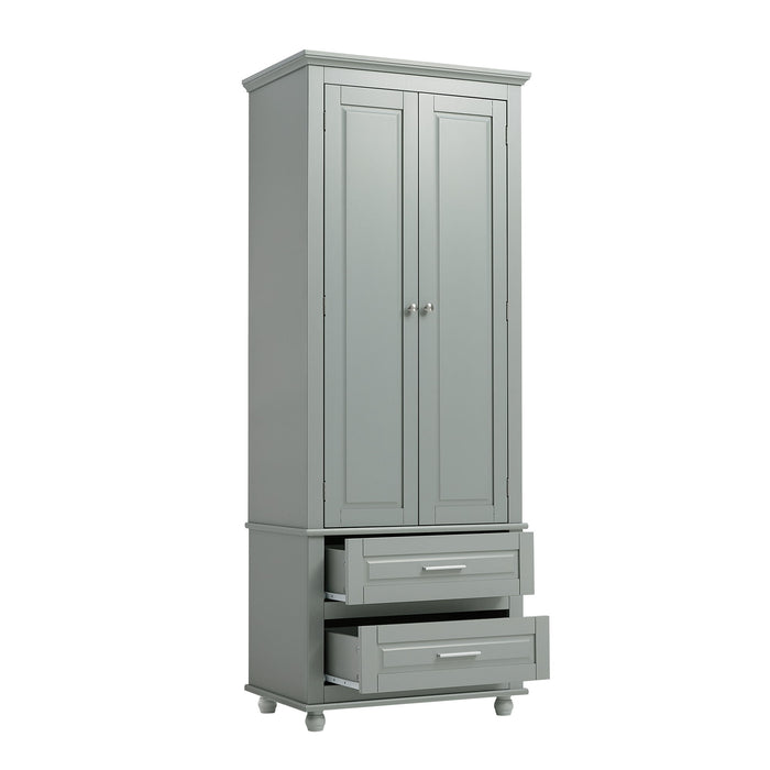Tall Storage Cabinet With 2 Drawers For Bathroom