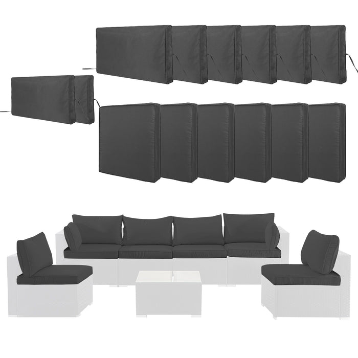 Cushion Covers For 7 Piece Wicker Sectional Sofa, 14 Pack Seat And Back Slipcovers With Zipper