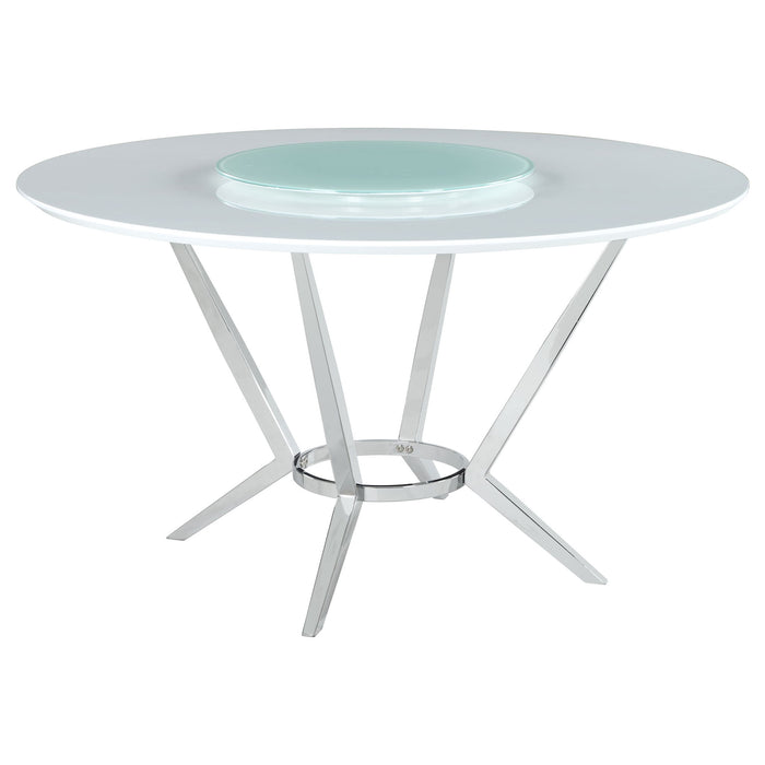 Anchor - 5 Piece Round Dining Table Set With Swivel Chairs - Gloss White