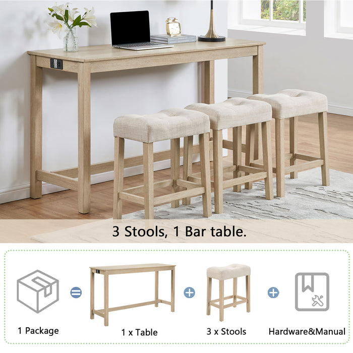 4 Piece Bar Table Set With Power Outlet