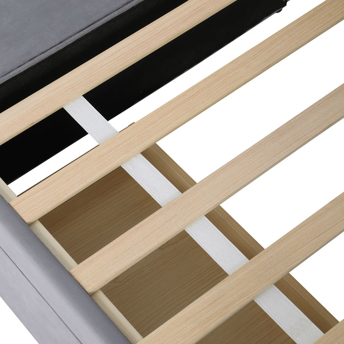 L Shaped Upholstered Platform Bed With Storage And Drawers