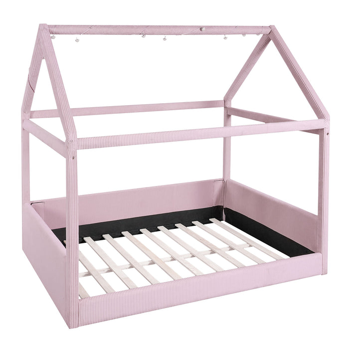 Upholstered House Style Daybed With LED Light Strips