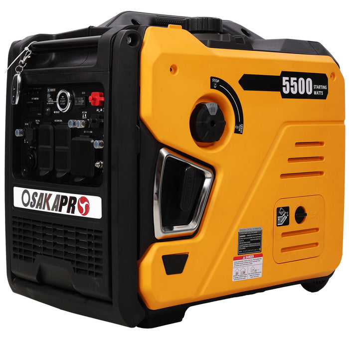 Super Quiet Inverter Generator 5.5Kw Portable Electric & Remote Start Aluminum, 224Cc 4 Stroke