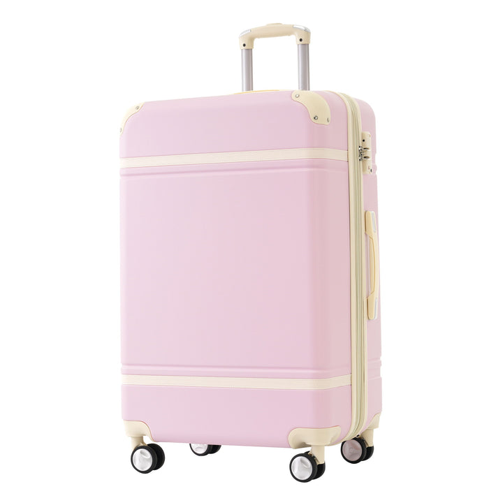 Hardshell Luggage Set With Double Spinner Wheels, Tsa Lock, Lightweight Suitcase, 24" With Bags - Light Pink