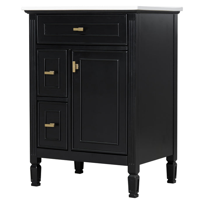 Bathroom Vanity With Sink, Flip Drawer, 2 Drawers, Adjustable Shelf