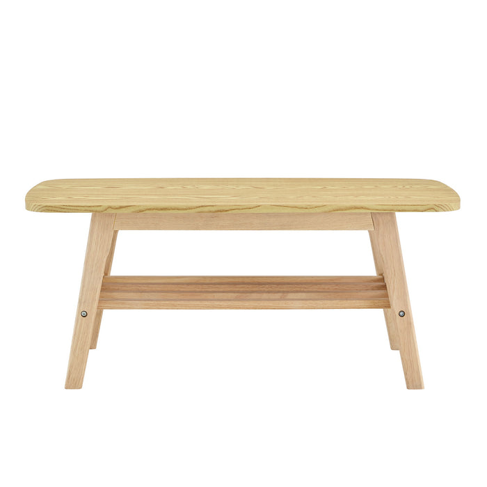Coffee Table With Double Layer Storage For Living Rooms - Wood
