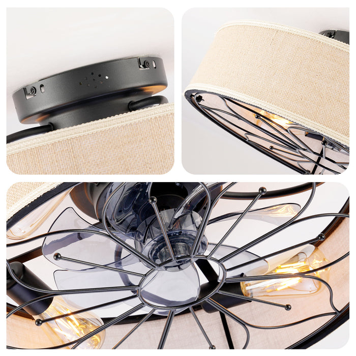 Lotus Bladeless Ceiling Fan With Remote Control For Living Room - Matte Black