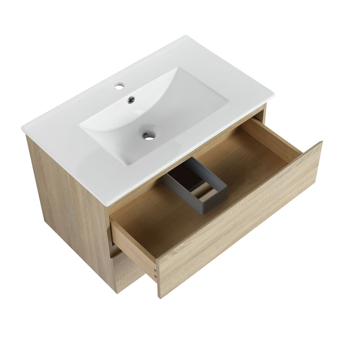 Wall Mounted Bathroom Vanity & Sink, 2 Soft Close Drawers