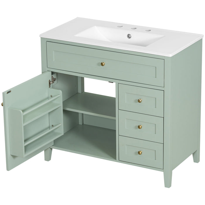 Bathroom Vanity With Sink, Cabinet With 3 Drawers And Adjustable Shelf