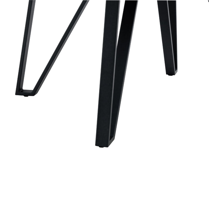 Mid Century Modern Round Dining Table With Metal Legs And Open Shelf