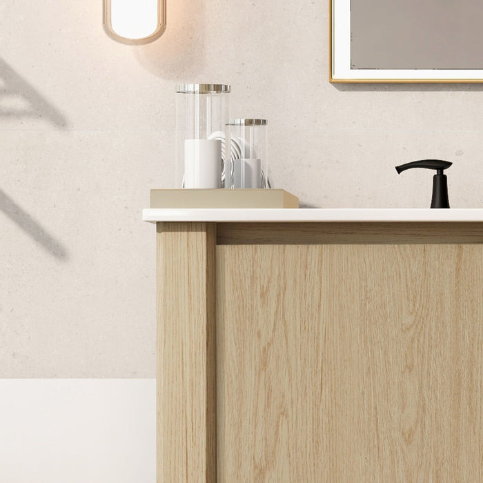 Modern Bathroom Vanity With Rectangle Ceramic Sink, Soft Closing Doors