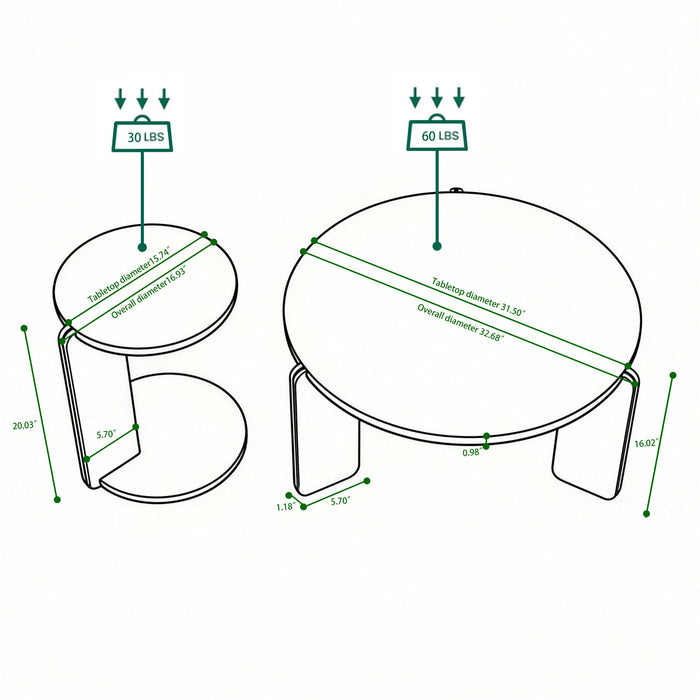 Coffee Table Set With Center Table & Side Table