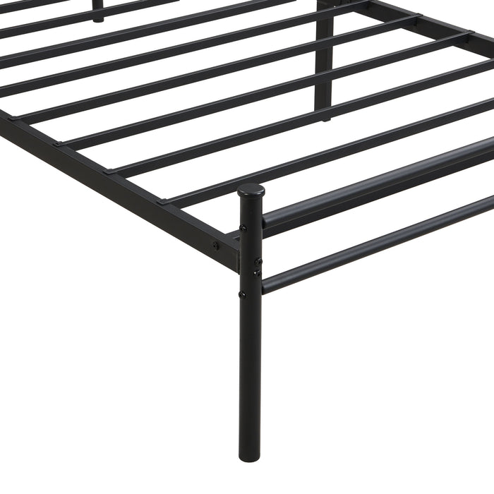 ModerMetal Bedframe With Wood Panel Headboard