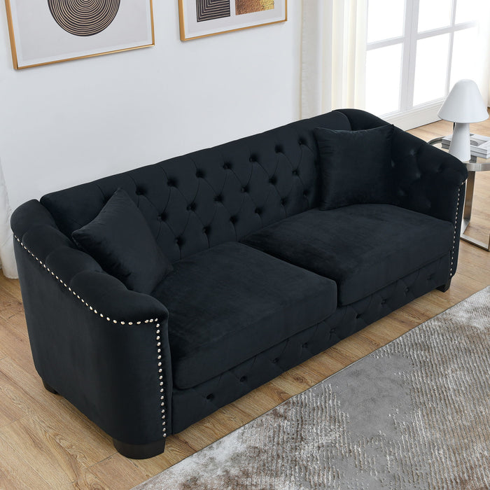 Modern Chesterfield Sofa With Tufted Backrest For Living Room