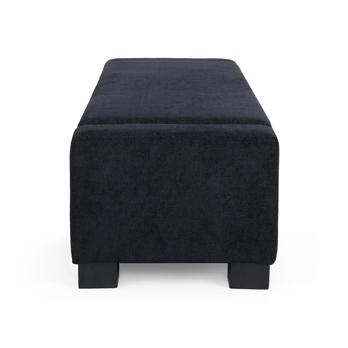 Textured Fabric Ottoman Bench With Hinged Lid