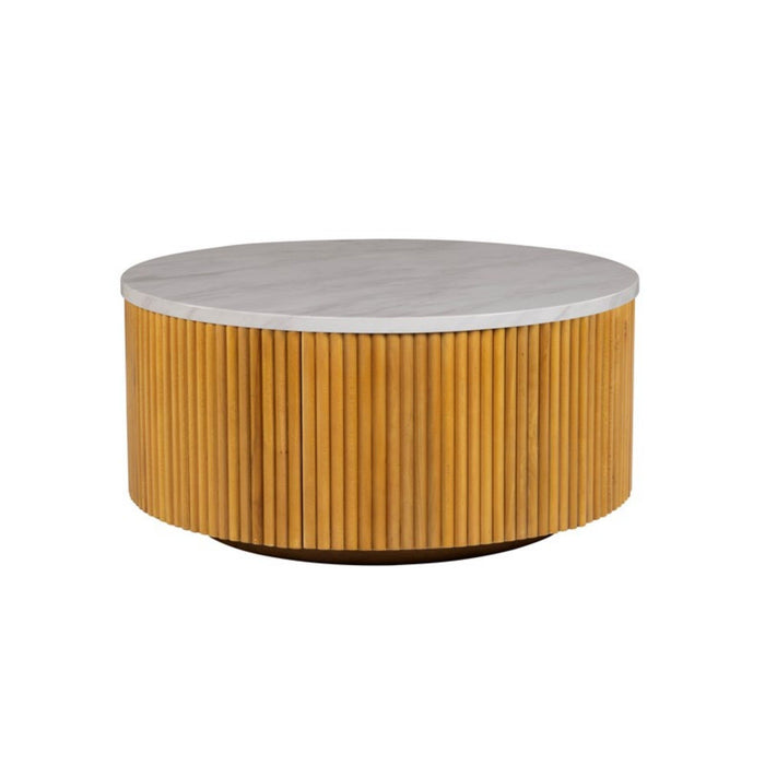 Round Coffee Table With Storage - Natural / White