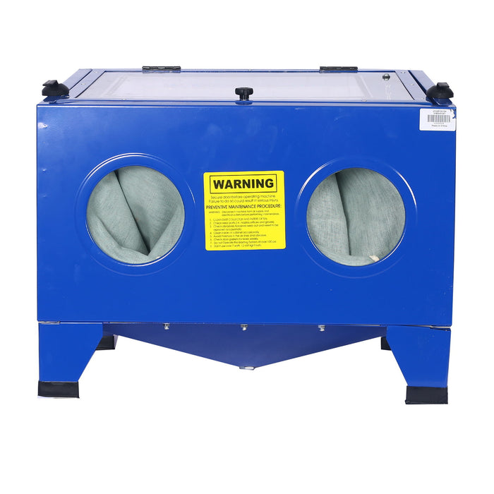 Bench Top Portable Sand Blaster Cabinet Kit 25 Gallon With 80 Psi Capacity - Blue