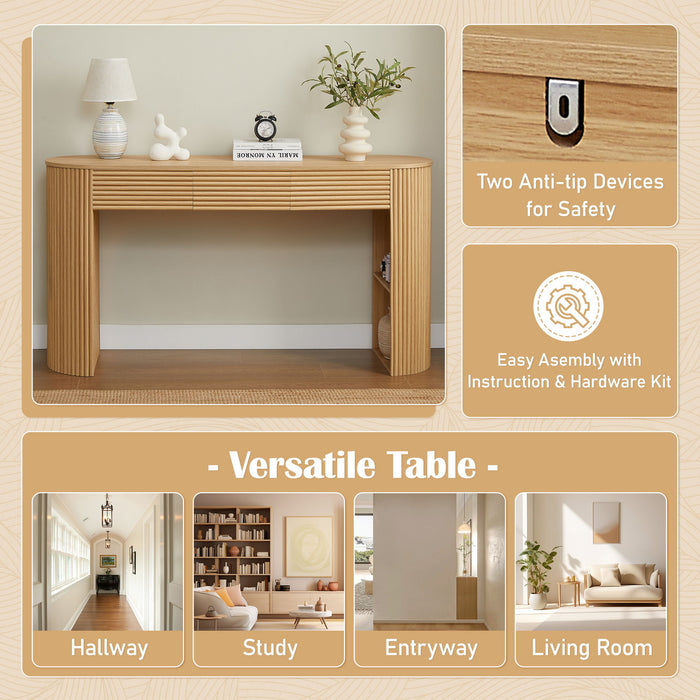 Retro Console Table With Storage, 3 Drawers