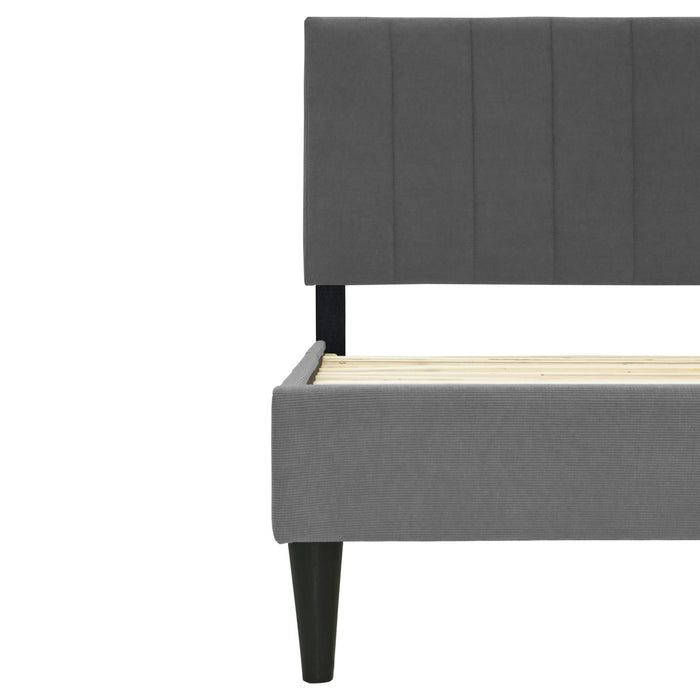 Bed With Channel Tufted Adjustable Headboard