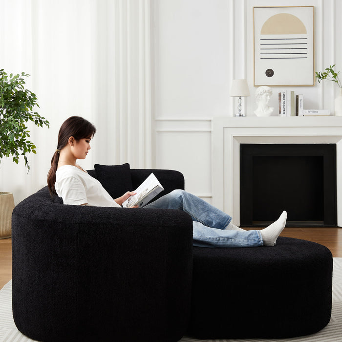 L - Shape Boneless Cloud Couch With 2 Throw Pillows For Living Room