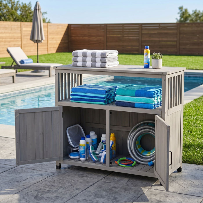 Patio Bar Table Set With Storage