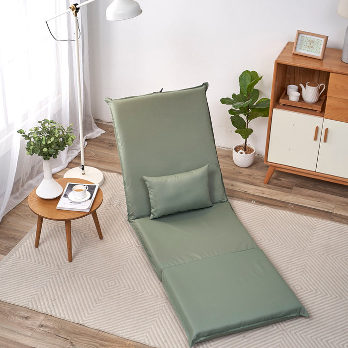 Foldable Portable Camping Chair With Carry Bag 14 Position Adjustable Recliner For Adults Cotton & Metal Frame For Outdoor Travel, Picnic, Or BBQ - Light Green