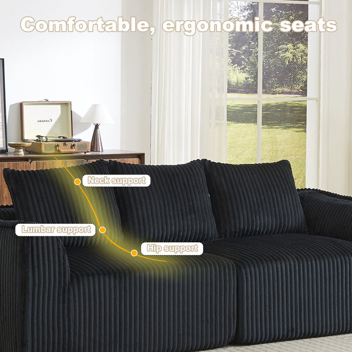 Minimalist 3 Seater Sofa With Curved Lines And Gently Sloped Backrest