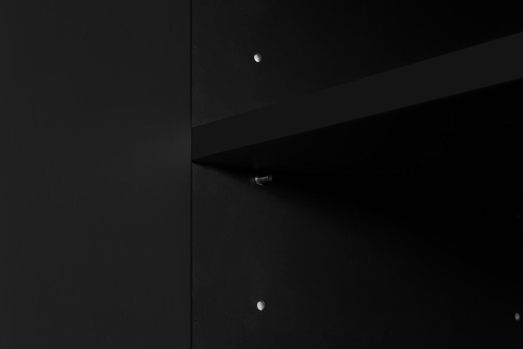 4 Door Sideboard Storage Cabinet For Living Room And Dining Room, 2 Large Cabinets With Gold Handles And Adjustable Shelf - Black