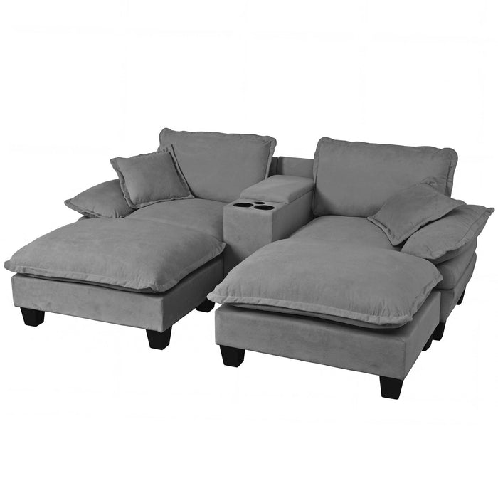 Modular Cloud Couch Sofa With Cup Holders & Storage, USB Port