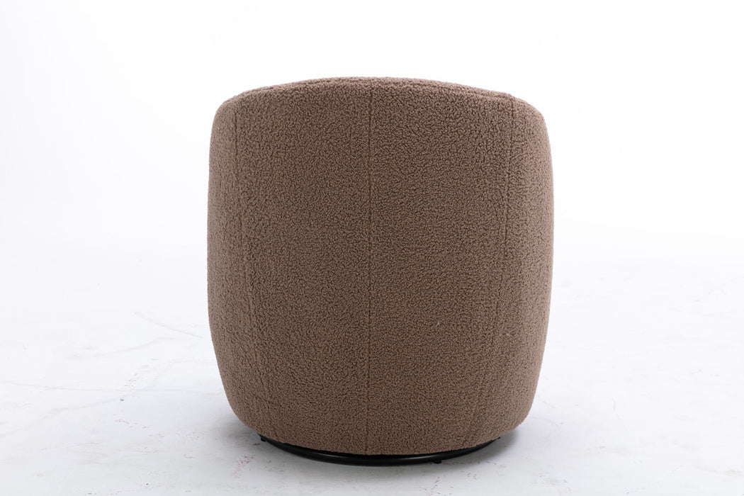 Teddy Fabric Swivel Accent Armchair Barrel Chair With Powder Coating Metal Ring