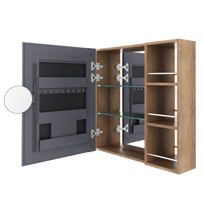 29.63" Wall Mounted Bathroom Cabinet With Adjustable Shelves - Imitative Oak