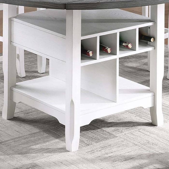 Counter Height Dining Table With Built In Lazy Susan And Storage Shelves