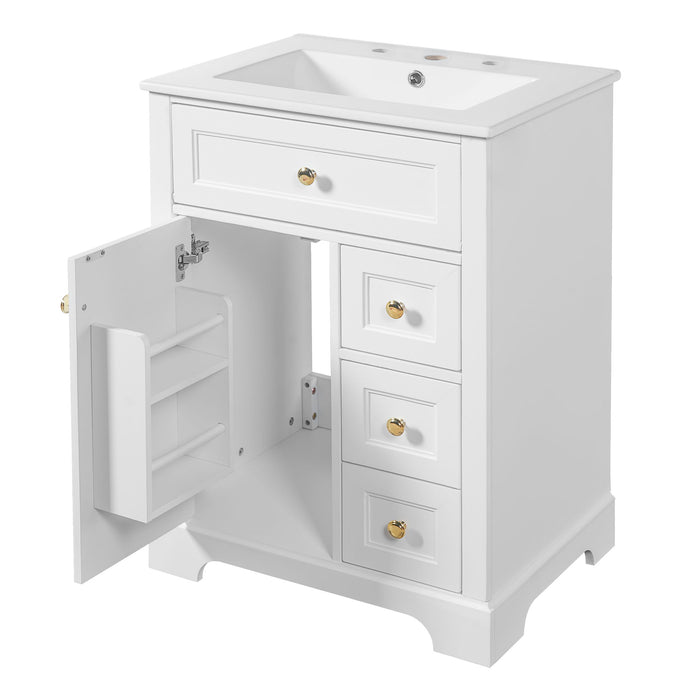Modern Bathroom Vanity With Sink, 3 Drawers & Cabinet With 2 Tier Door Storage