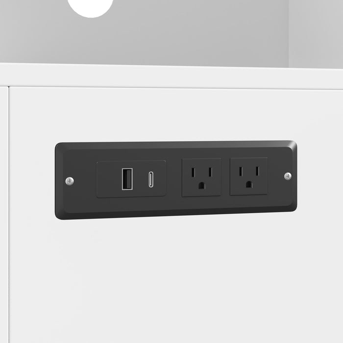 Pantry Cabinet With Hydraulic Flip Top And USB Charging Port
