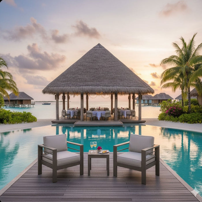 Modern All-Weather Patio Armchairs With Thick Cushions (Set of 2)