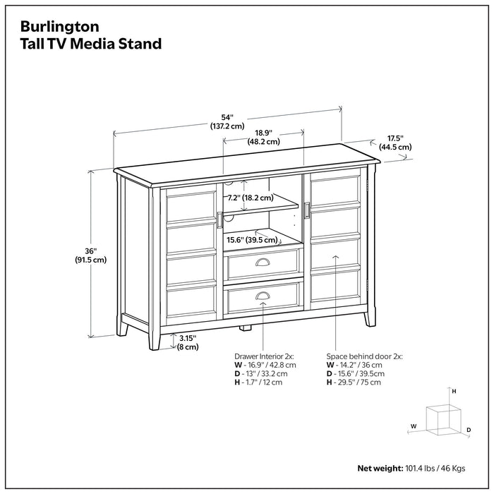 Burlington - Handcrafted Tall TV Media Stand