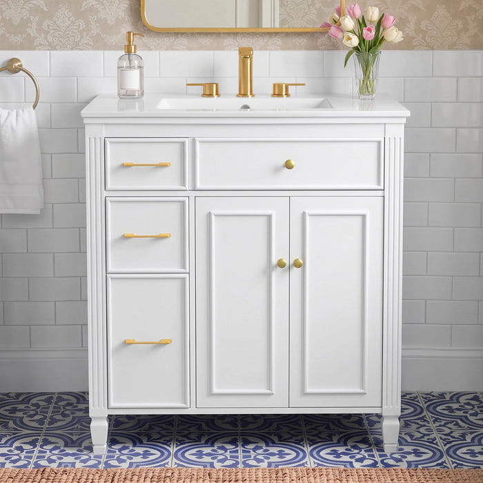 Freestanding Bathroom Vanity With Sink, Soft Close Door, Tip Out Drawer