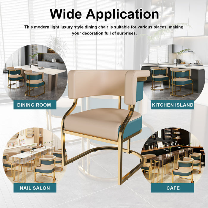 Dining Chairs Ergonomic Curved Backres (Set of 2) - Blue / Neutral