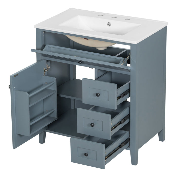 Bathroom Vanity With Sink, 3 Drawers And Adjustable Shelf
