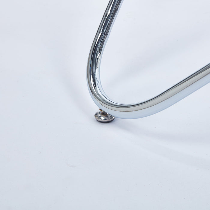 Metal Leg Dining Table With Tempered Glass Top