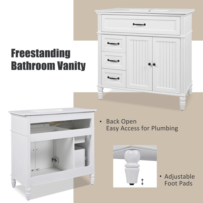 Bathroom Vanity With Sink, 2 Doors 2 Drawers, Freestanding Design