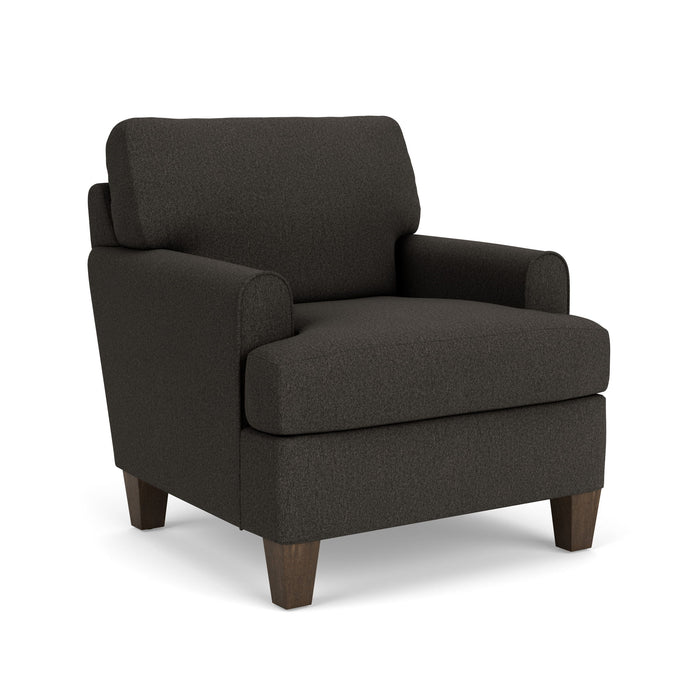 Moxy - Fabric Chair, T-Shaped Seat Cushion, Rounded Mailbox Arms