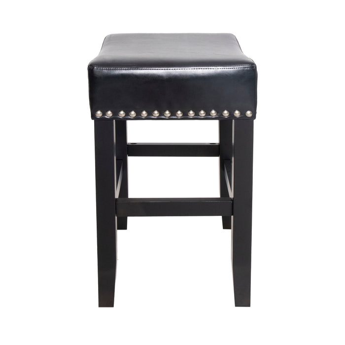 Soltique - Backless Dining Counter Stool With Nailhead Trim (Set of 2)