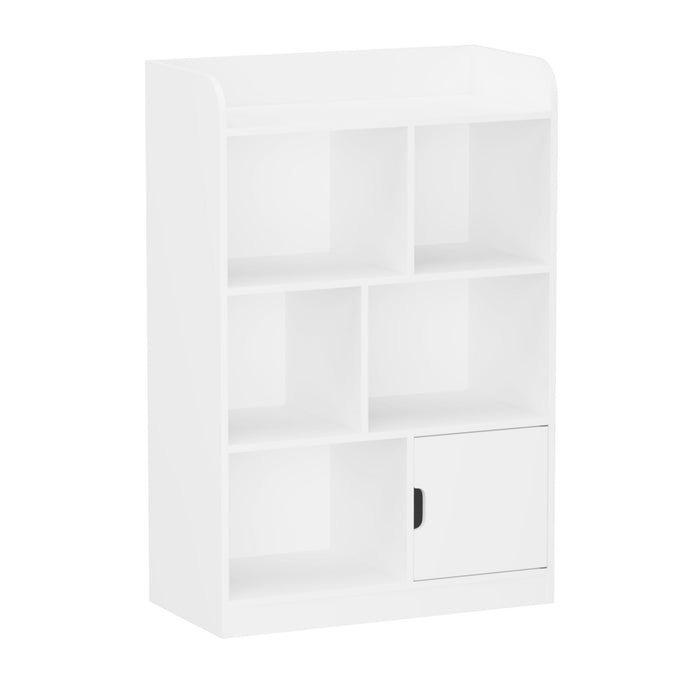 Bookcase With 6 Compartments, Freestanding Bookshelf For Bedroom - White